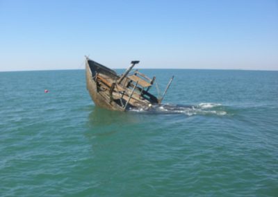 Oyster Boat being sunk for artificial reef